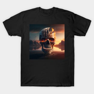 Broken Skull in Flames T-Shirt